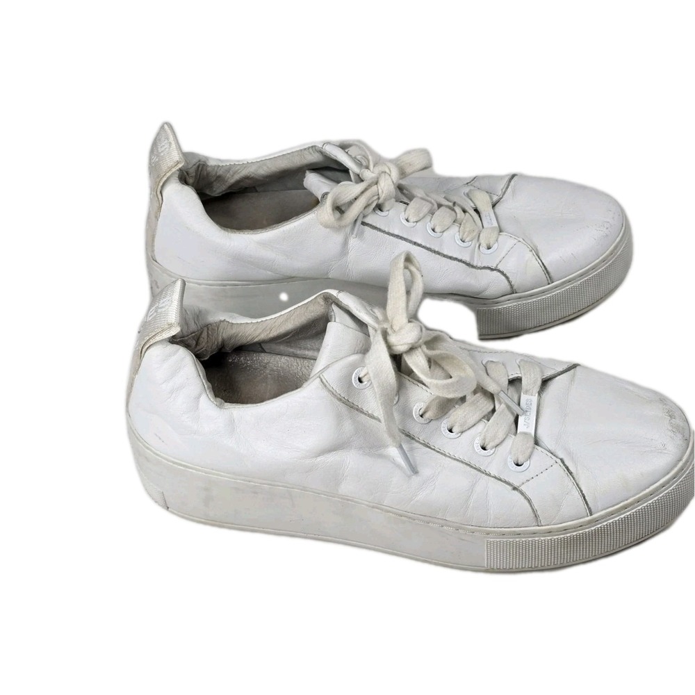 J/SLIDES NYC Amanda‎ White Leather Sneaker Womens Size 9M Lace-Up Platform